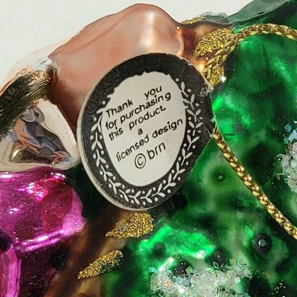 BRN License Christmas Ornament Blown Glass Santa w Tree on car Netherlands Flag - Picture 5 of 12